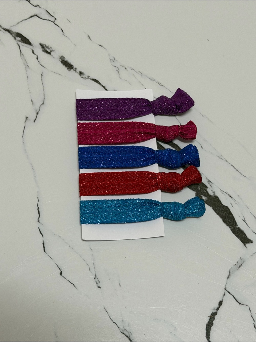 Glitter Elastic Hair Ties for Kids and adults - Purple, Pink, Blue, Red, Teal